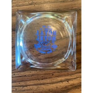 Royal Motel Ashtray‎ Vintage Glass Souvenir Collectible Hotel Advertising